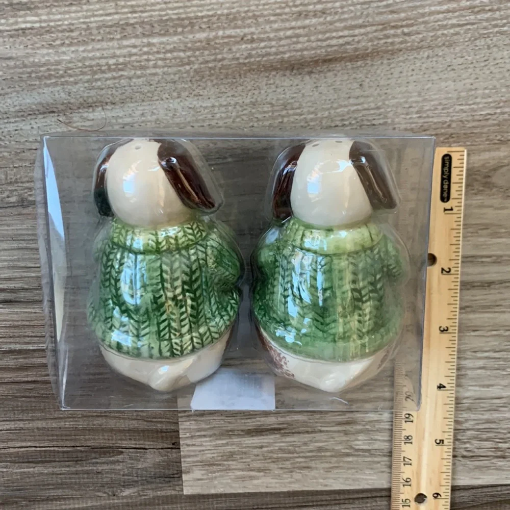 Dolomite Dog Salt Pepper Shakers Puppy Boxed Gift Set SaltPepper Shaker New